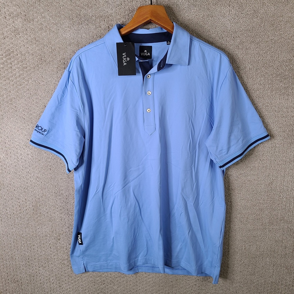 VUGA Shirt Mens XL Blue Polo ICW Group Insurance Short Sleeve Performance NEW